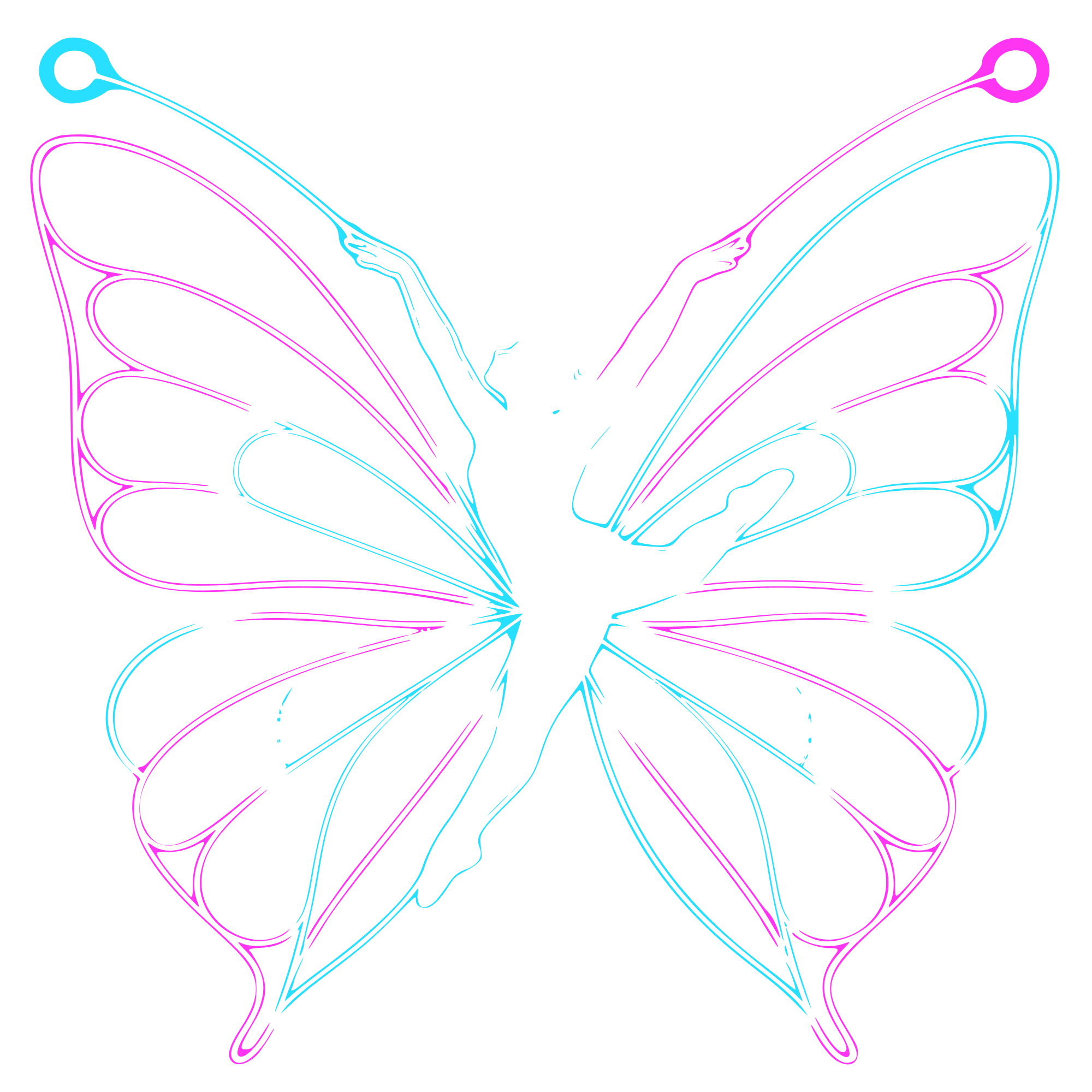 Neon butterfly wings forming a dancer silhouette